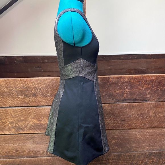 BCBGMaxAzria Joan of Arc Stretchy Skater Dress w/ Metallic Silver “Armor” Panels - Picture 5 of 10